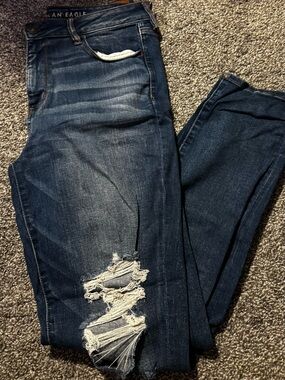 American Eagle Outfitters Dark Blue Ripped Skinny Jeans